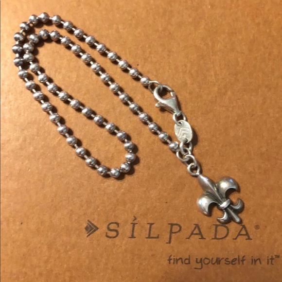 Silpada Fleur-de-lis Sterling Silver Ankle Bracelet A2642 - Picture 12 of 16